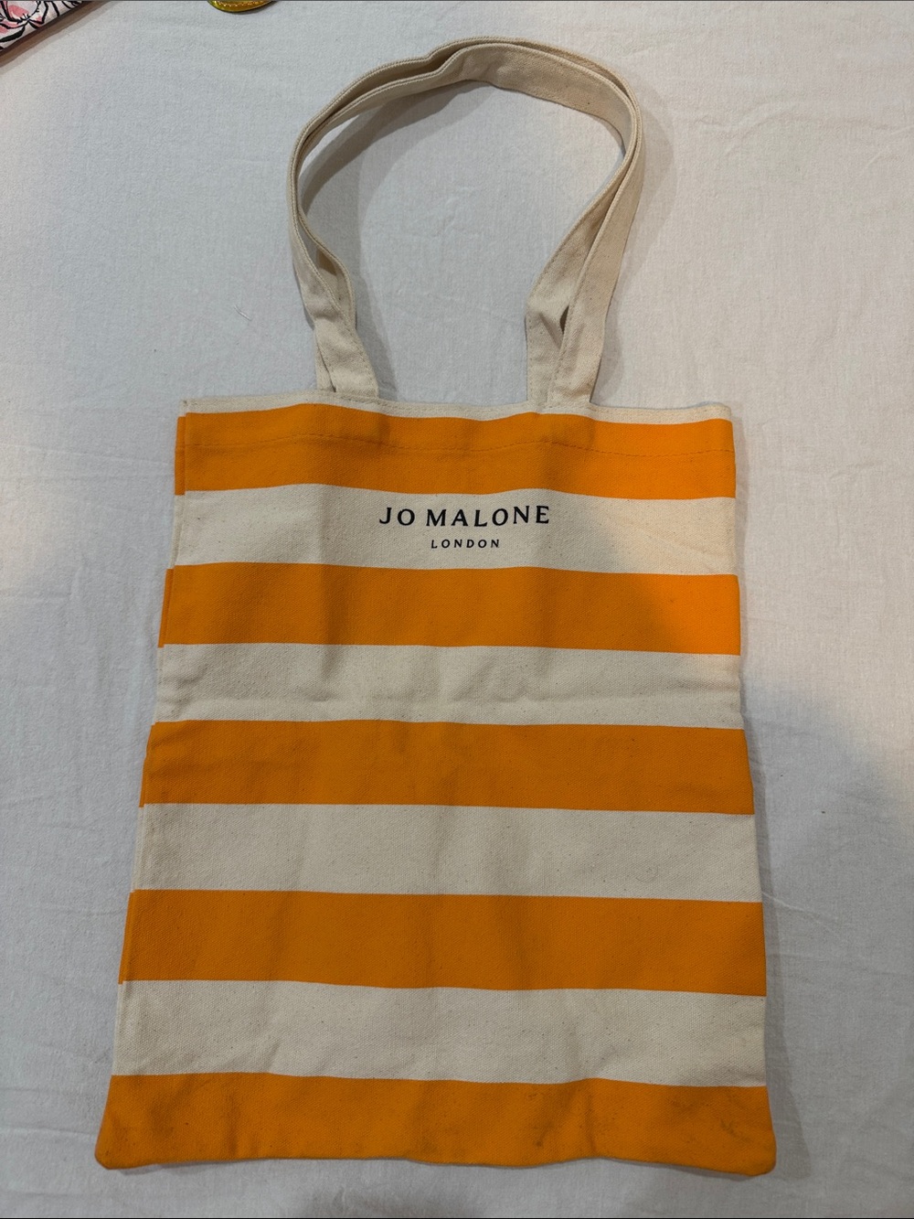 Jo Malone Orange and Cream Striped Canvas Tote
